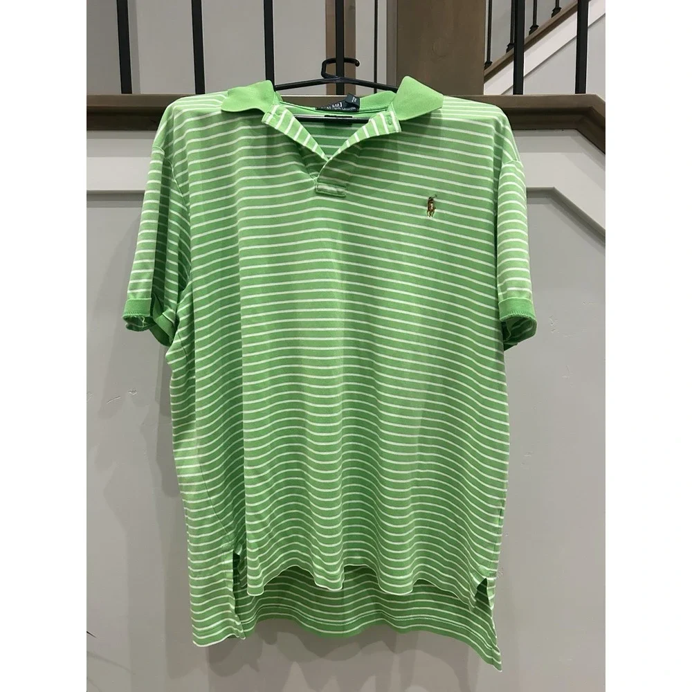 Polo Ralph Lauren Shirt Mens Large Green‎ Blue Pony Casual Cotton